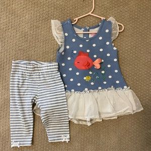 Nannette Two Piece Fish Outfit for girls, size 24 months